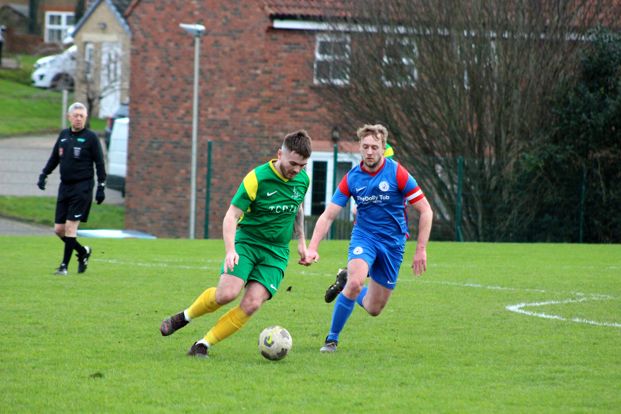 Joe Bergquist (left) will aim to help St Mary’s get past Castletown in Good Friday’s GH Corlett Woods Cup final at the Bow (Photo: Megan Dooley)