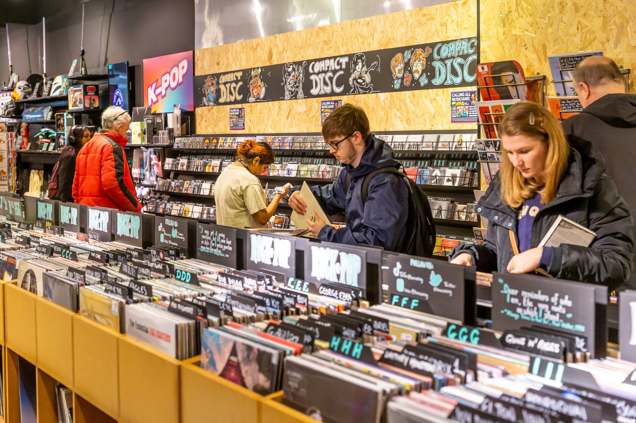 HERITAGE – The store includes nods to Woking-based music and film connections, such as The Jam and War of the Worlds artwork.