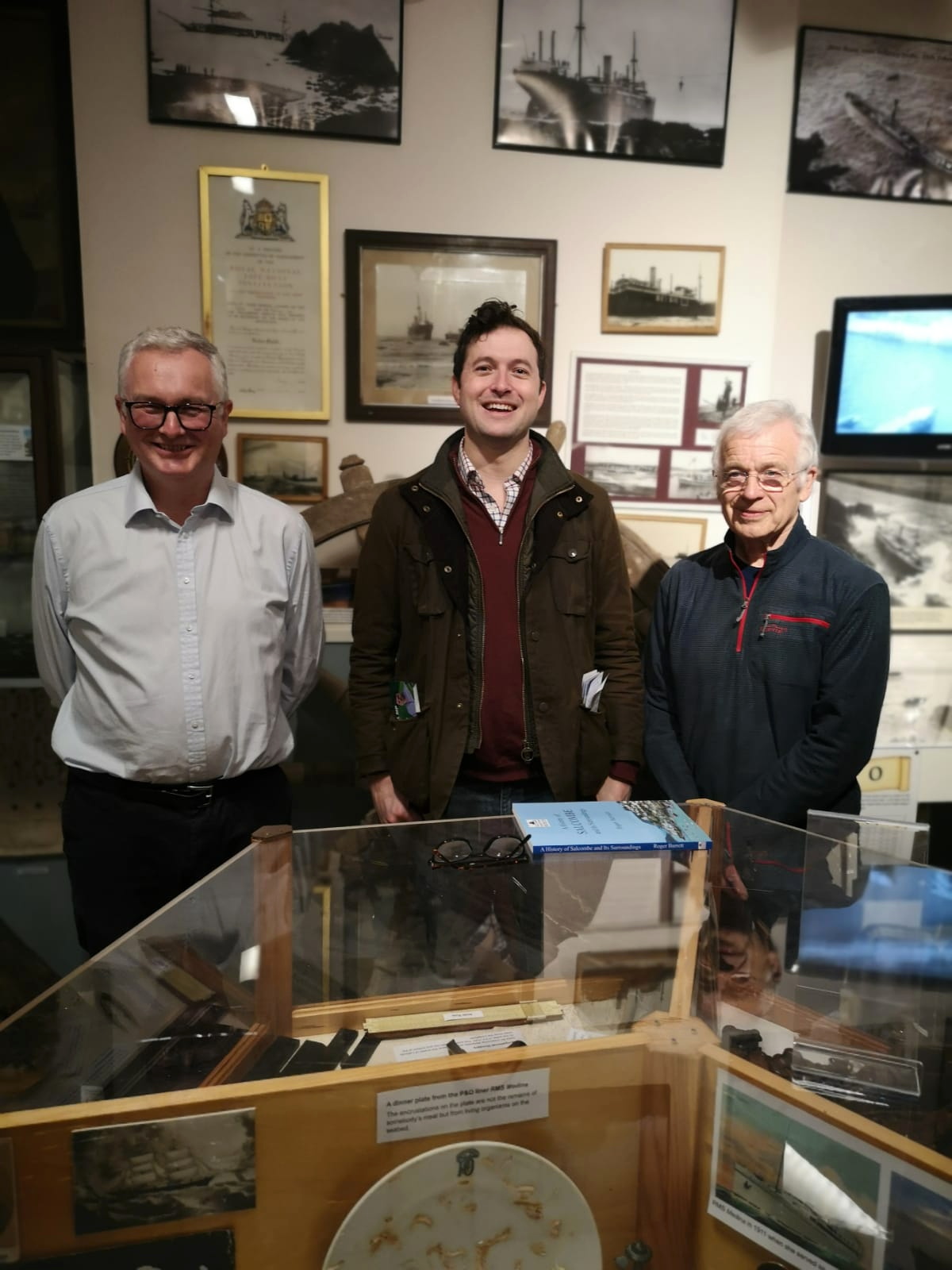 Anthony Mangnall MP visiting the Museum with Curator Roger Barrett and Treasurer Jasper Evans.