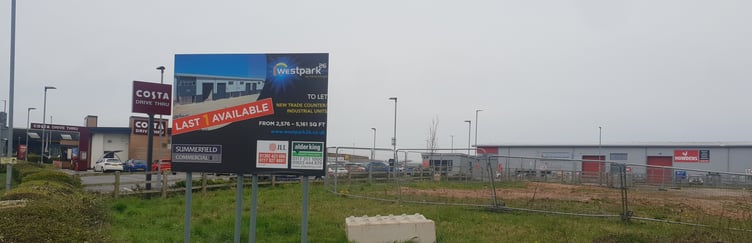 The proposed KFC site if the last empty A38 frontage plot at Westpark, Chelston.