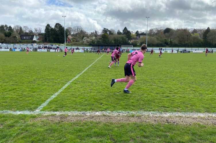 Action from Farnham Town's 3-0 win against Badshot Lea