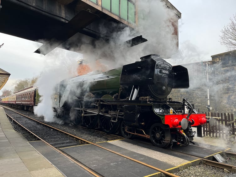 Flying Scotsman at East Lancs Railway on International Women's Day.