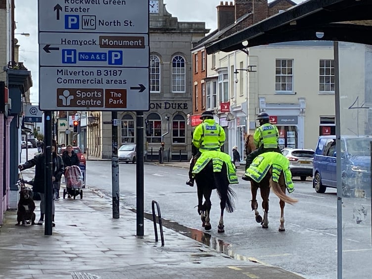Mounted police were seen patrolling in Wellington on Wednesday