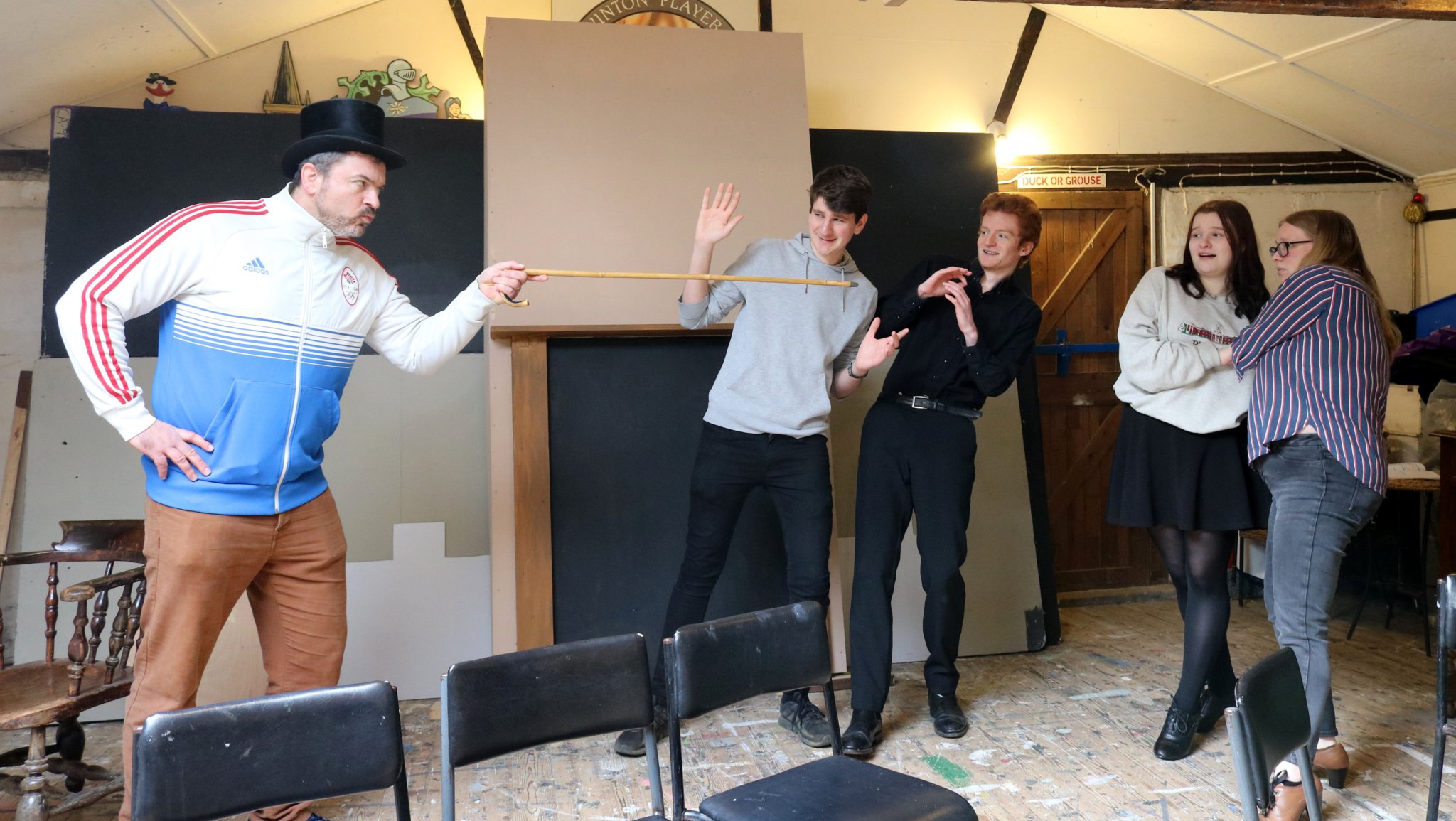 Rehearsals go well for the Winton Players’ production of Charley’s Aunt