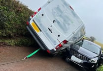 Dramatic rescue from two vehicle collision on rural road at Crediton
