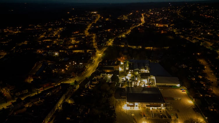 Crediton at dusk.
