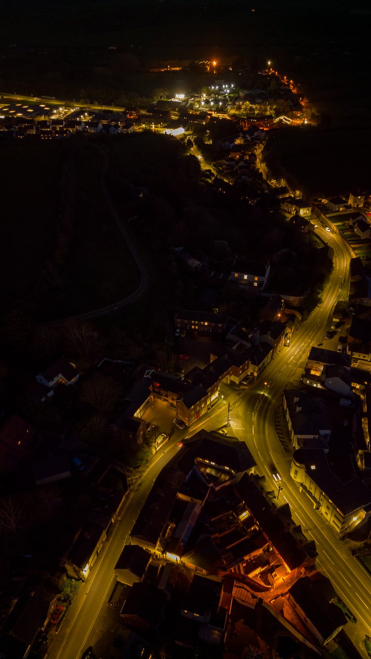 Crediton at dusk.