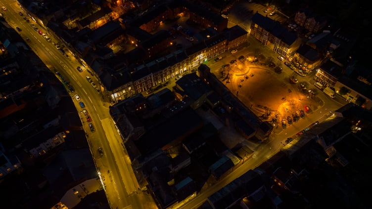 Crediton at dusk.