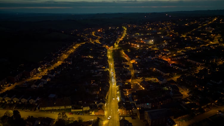 Crediton at dusk.