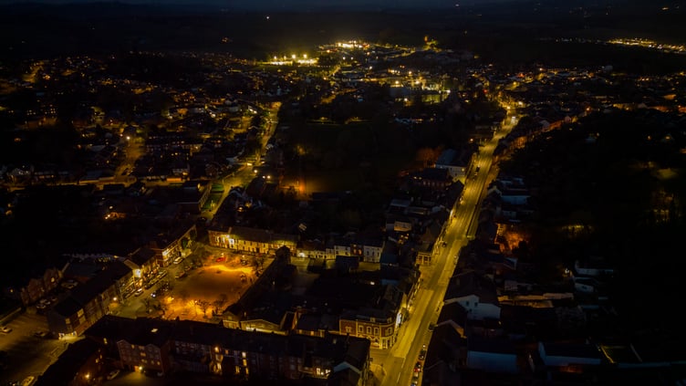 Crediton at dusk.
