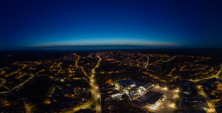 Crediton at dusk.