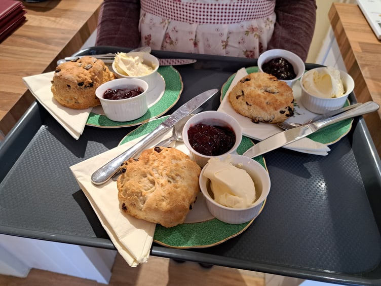 Hmm, cream first or jam first, is the question at The Rambler's Rest tea room on Exmoor.