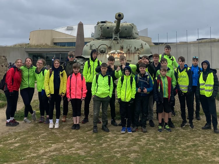 Watchet sea scouts with a tank at Utah beach.