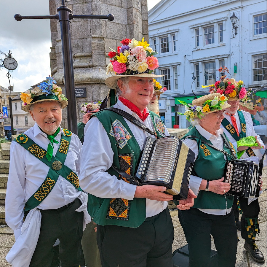 rigg Morris Dancers performing in Launceston town centre on Easter Monday