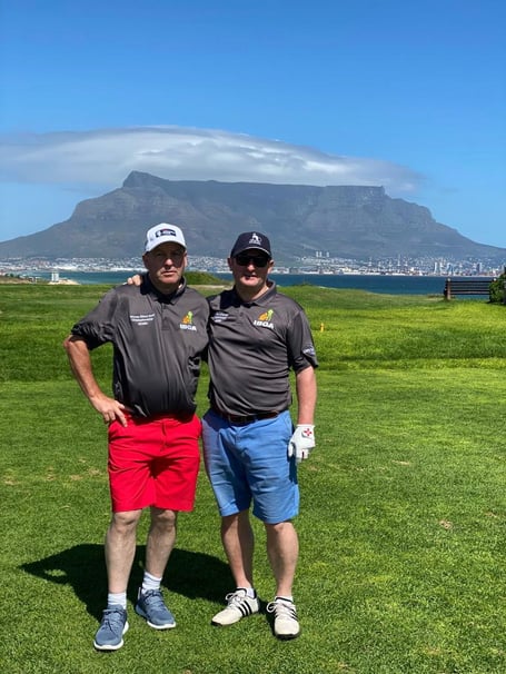 Jason Bastable (right) finished fourth in the World Blind Golf Championships