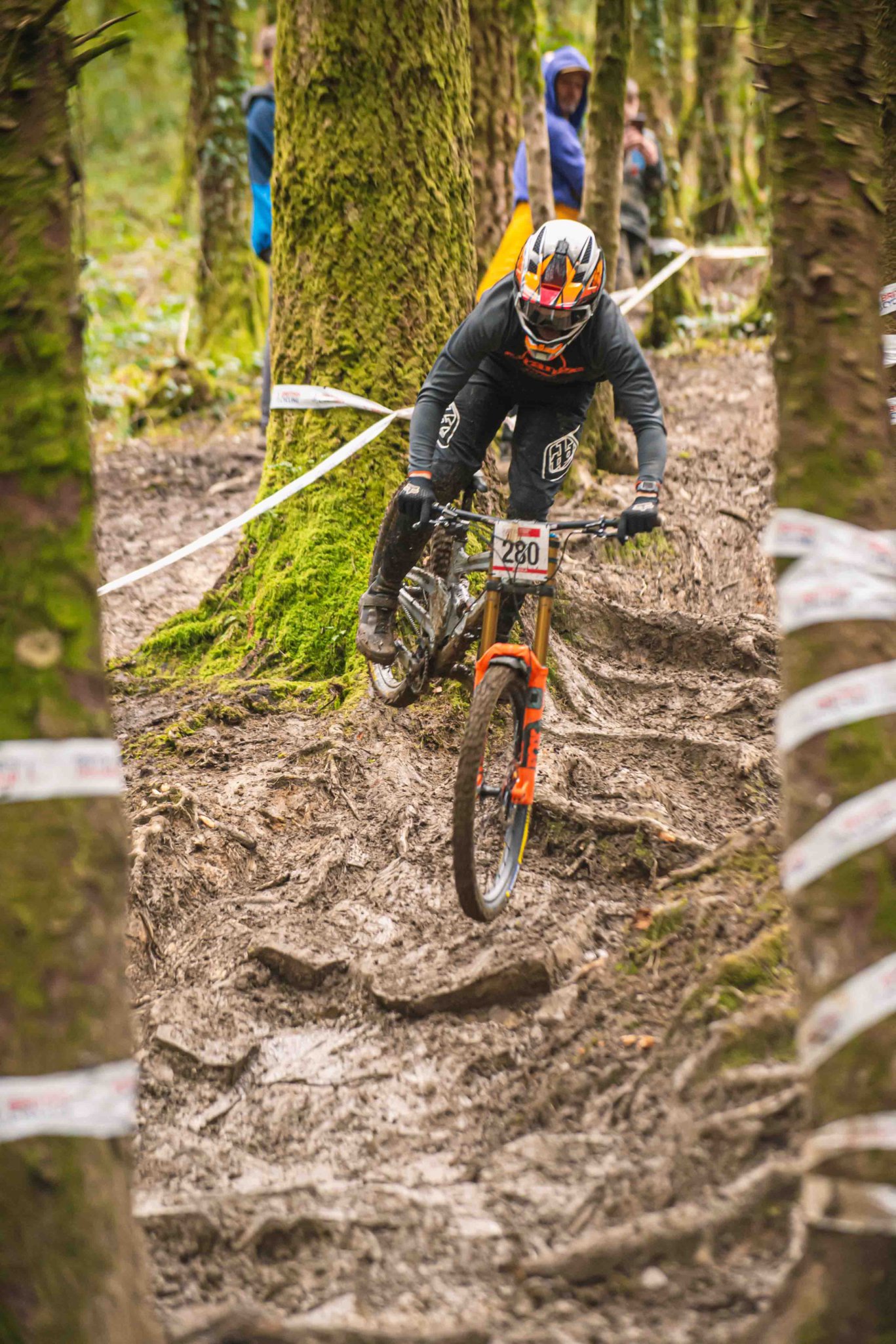 Isaac Batty glides over roots and ruts within the ‘Star Wars’ section at Rheola, near Neath last weekend (DomPhotography)