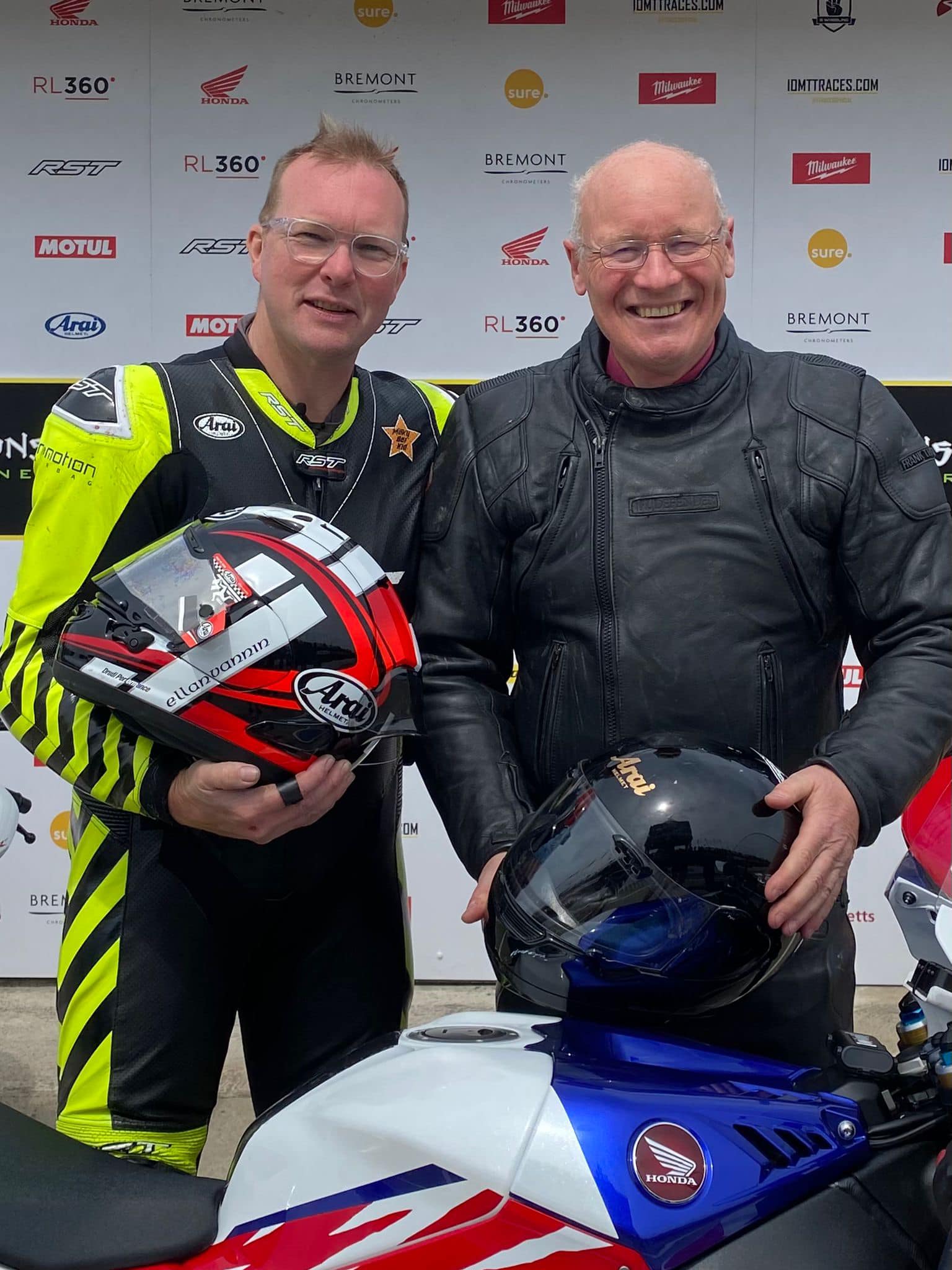 Richard 'Milky Quayke and Lieutenant Governor Sir John Lorimer at the TT races 2022