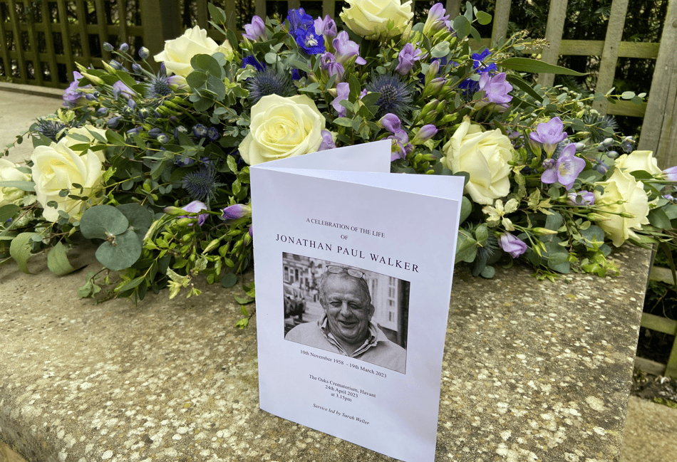 <p>Petersfield Post reporter Jon Walker's funeral was held at The Oaks Crematorium in Havant on Monday</p>