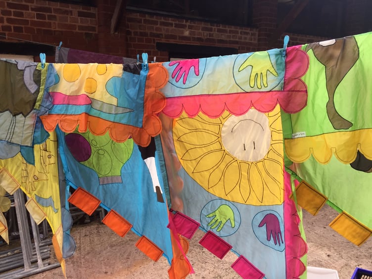 The older flags are all washed before being hung.
