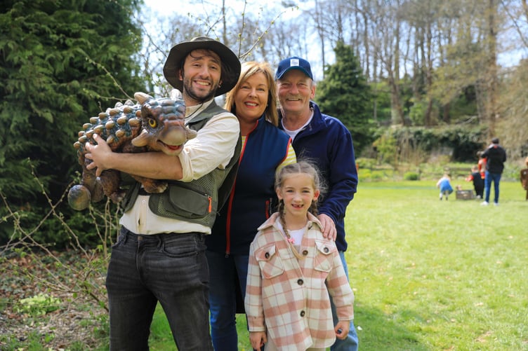 Sue & Mike Staley with Granddaughter Harper Potts at The Dino Express Event held at Rushen Abbey. Photo by Callum Staley (CJS Photography).