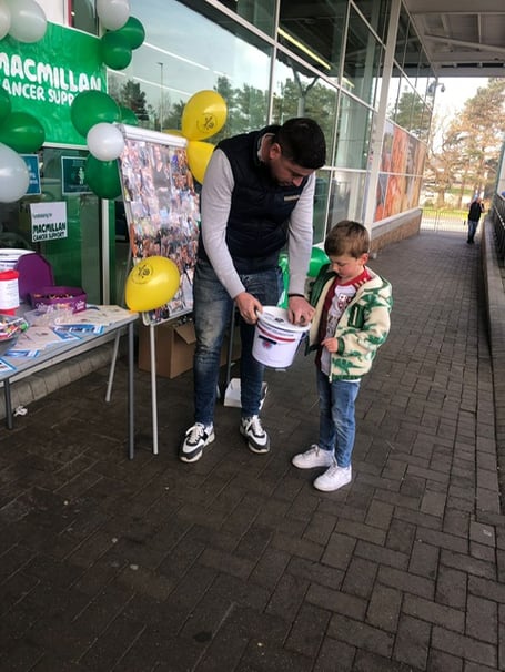 First donation to charity headshave, Tesco Bordon, April 22nd 2023.