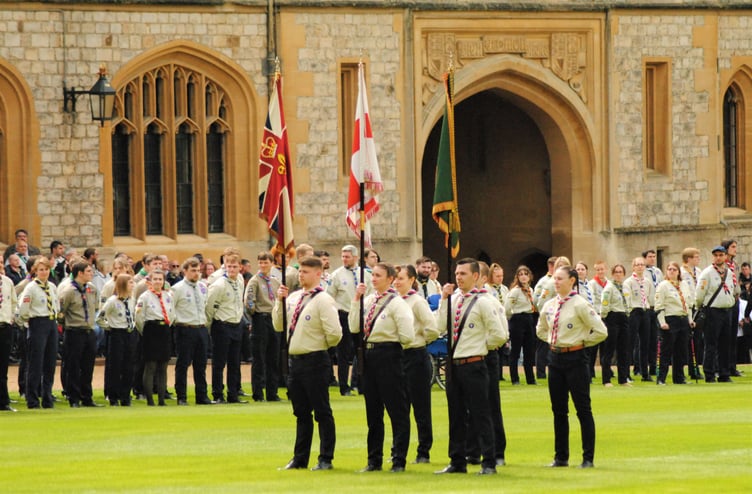 Scouts at Windsor Castle to receive the King’s Scout Award