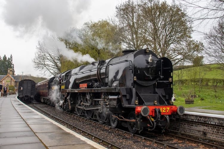 Locomotive no.34027 Taw Valley is a late substitute visiting the West Somerset Railway's Bank Holiday weekend steam gala.