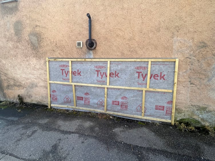The wall of the property at Jockey Hill where a car caused considerable damage just before Christmas. AQ 6864
