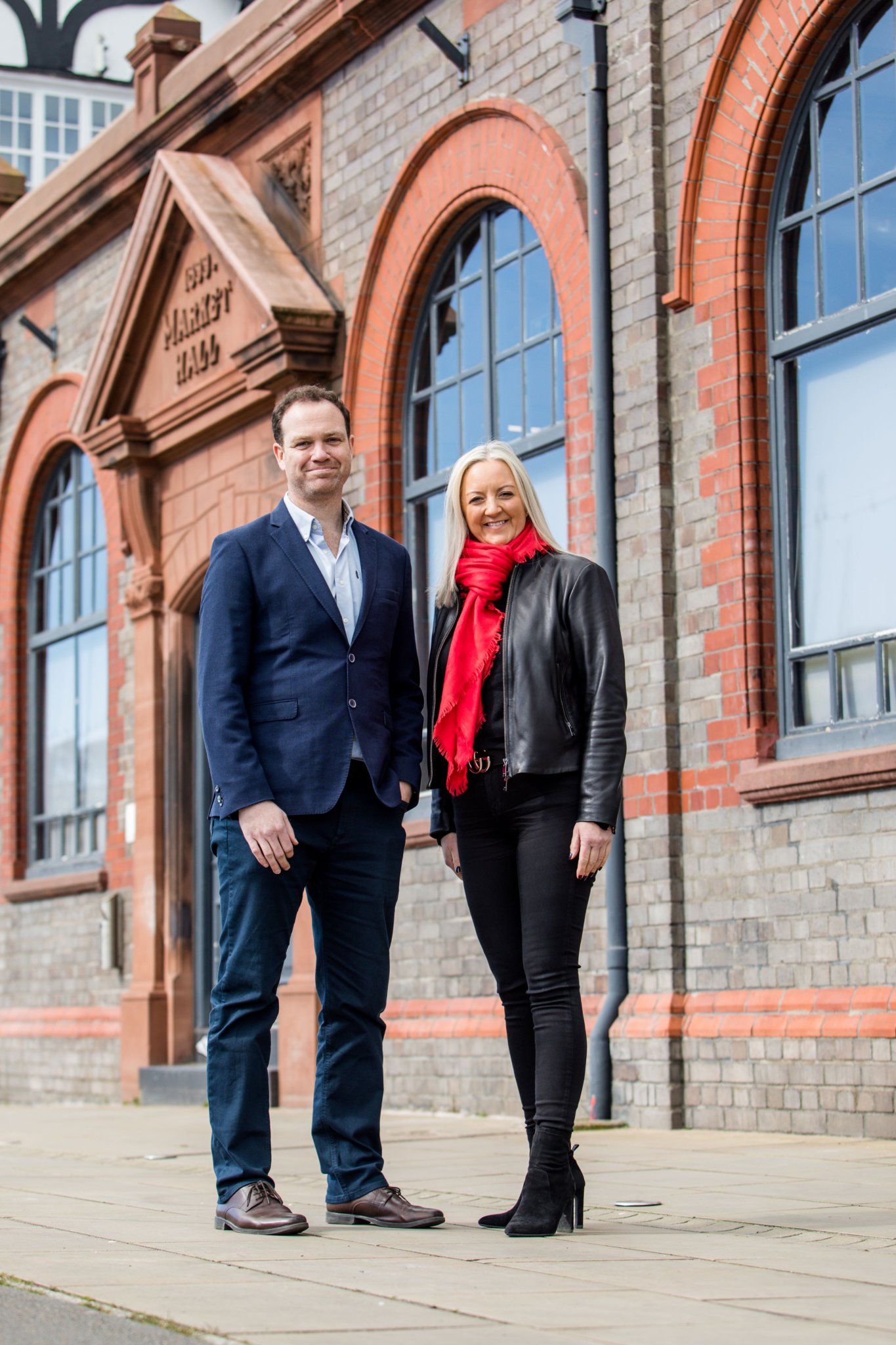 James Geldart and Natalie Radford putside the new Santander work cafe