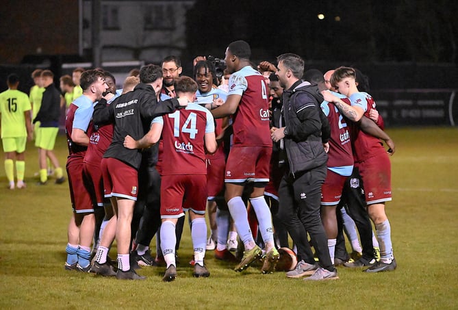 Farnham Town celebrate after reaching the Southern Combination Cup final