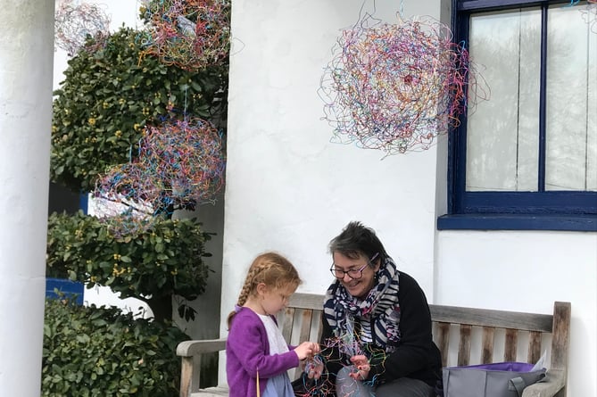 Bee mapping sculptures with Diana Burch at Haslemere Museum's Earth Day event