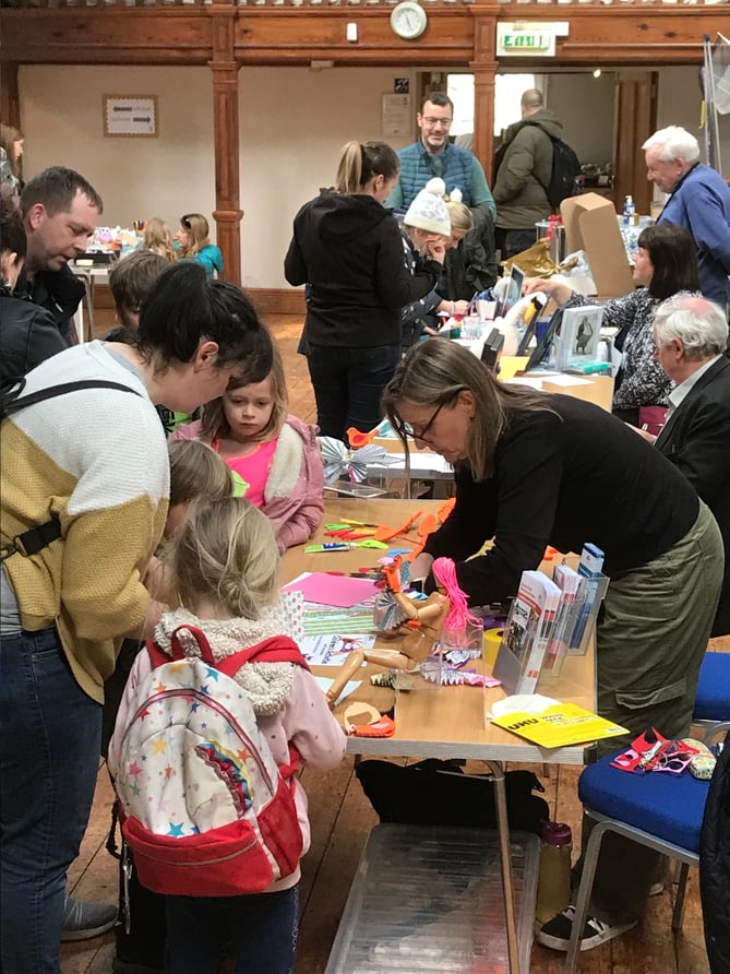Families get involved with craft activities at Haslemere Museum's Earth Day event