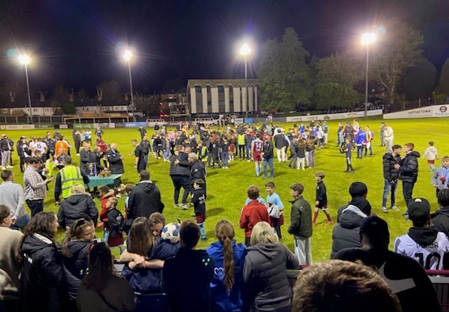 Jubilation at the final whistle as a late, late Owen Dean winner seals cup glory for Farnham Town FC at the Memorial Ground