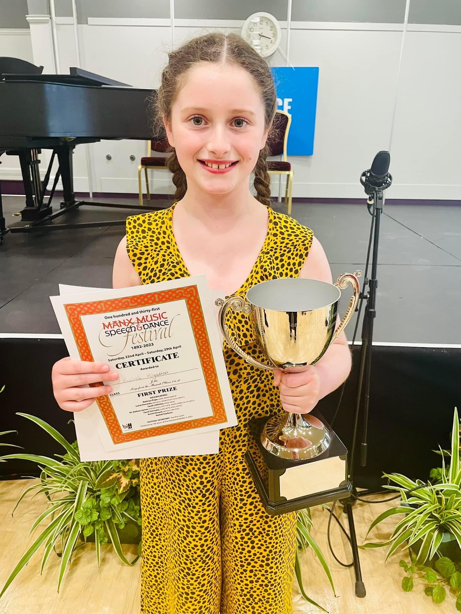 Aalish Kilgallon, winner of the Songs from the Musicals (Years 3-8) class