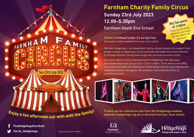 Farnham Hedgehogs Farnham Family Circus flyer