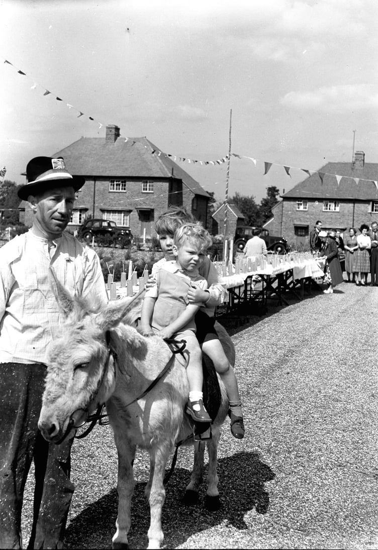 Donkey rides at the Roman Way street party in Farnham