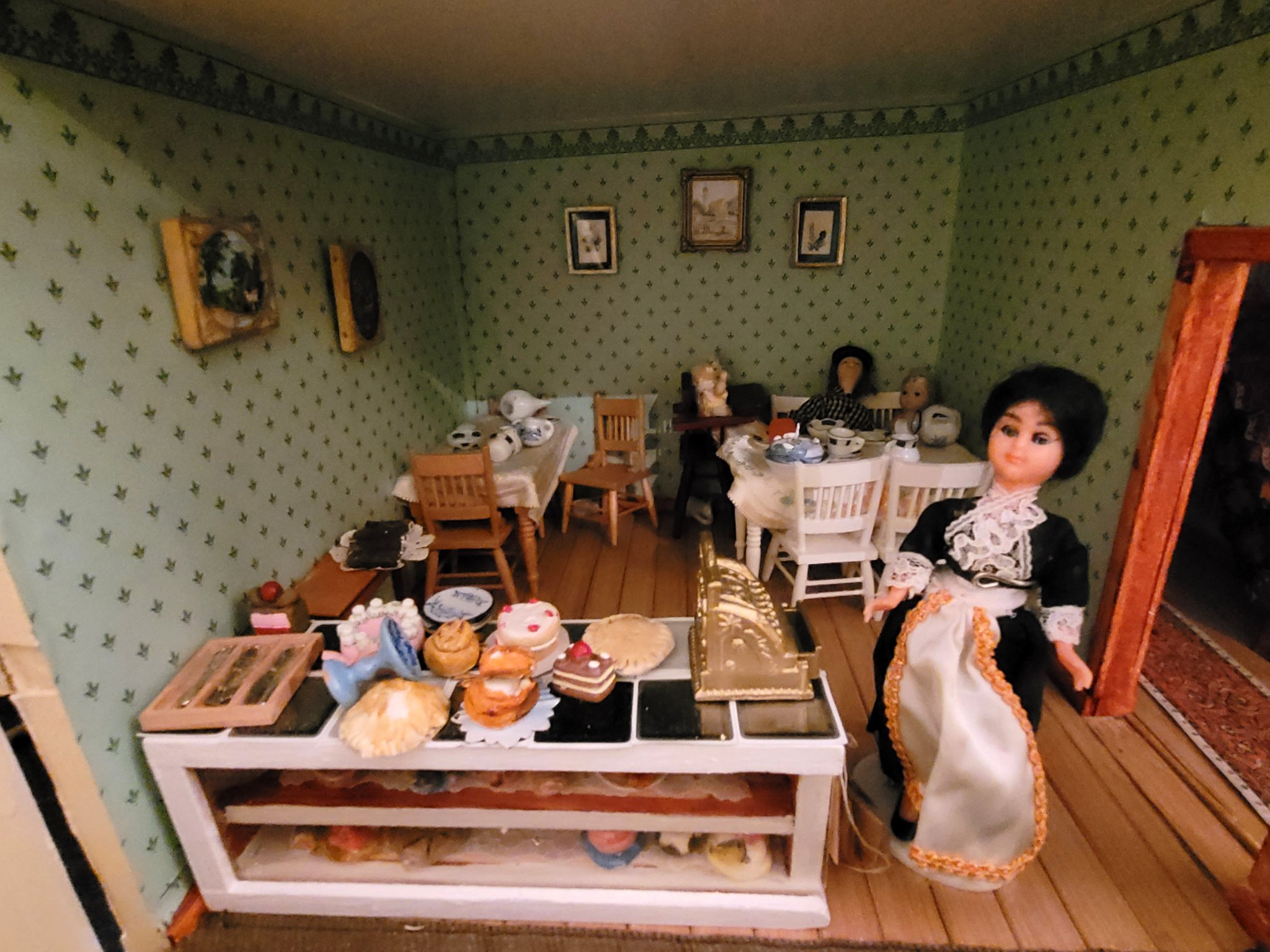 Hazel Greenwood's model tea room – complete with sticky buns and customers
