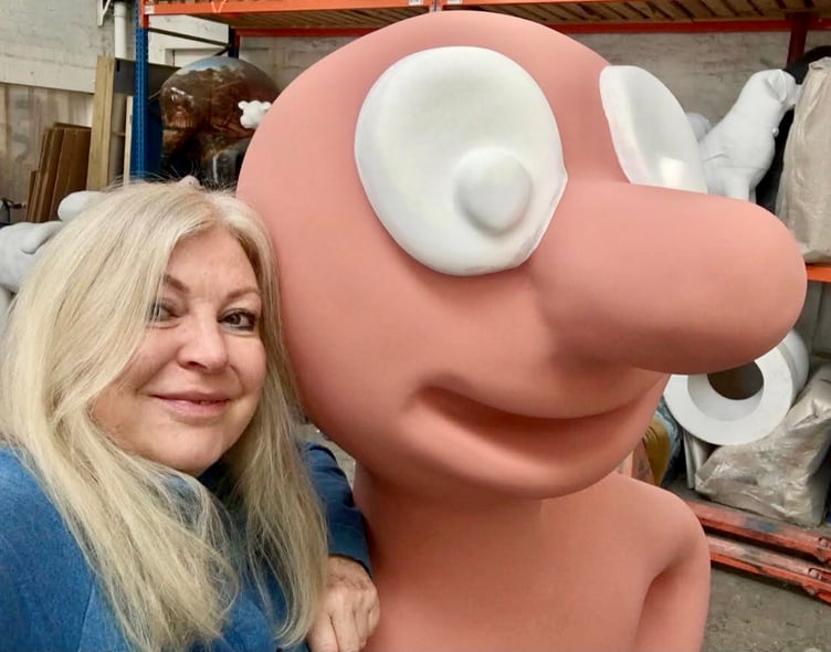 Amanda with her Morph design in her studio