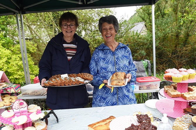 Mary Griffiths and Lucia Gould offered service with a smile at the cake stall