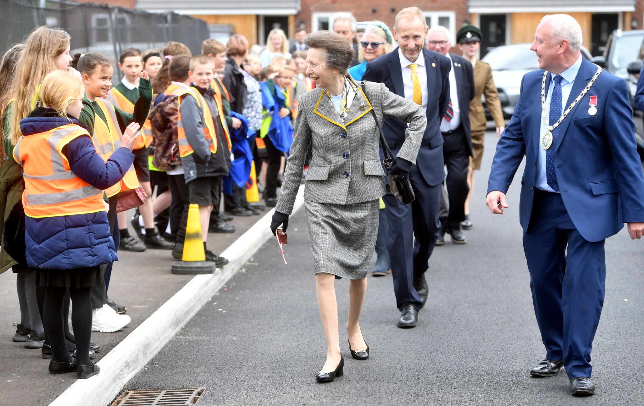 With primary school pupils at the newly-named Saint Hilaire Avenue. Pic: Paul Nicholls Photography.