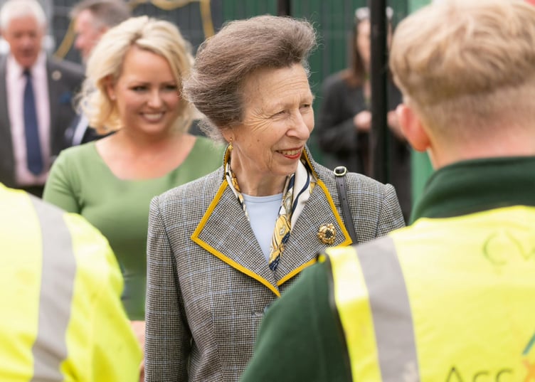 The Princess chats with staff and students at AccXel’s bricklaying and groundworking site.
