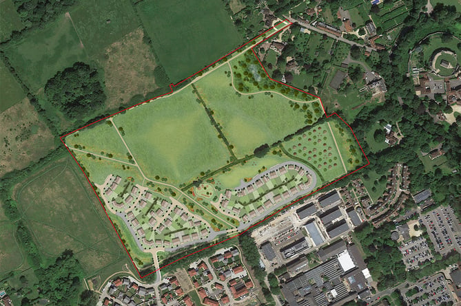 An artist's impression of Gleeson's plans for more than 80 homes south of Old Park Lane in Farnham
