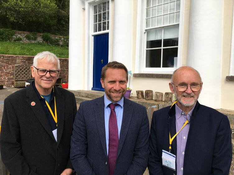 Malcolm Vallance, parish clerk, left, with the Head Teacher at Sandford, Ed Nichols and right, Parish Council Chairman Brian Fyfe, at Sandford School.