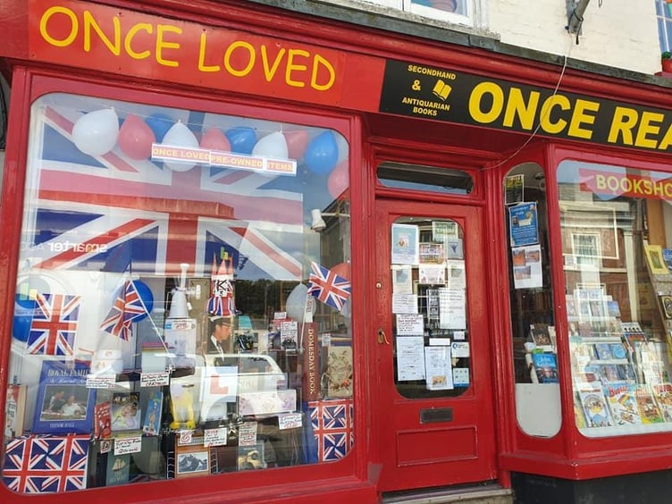 The window display at Once Read Book Shop.