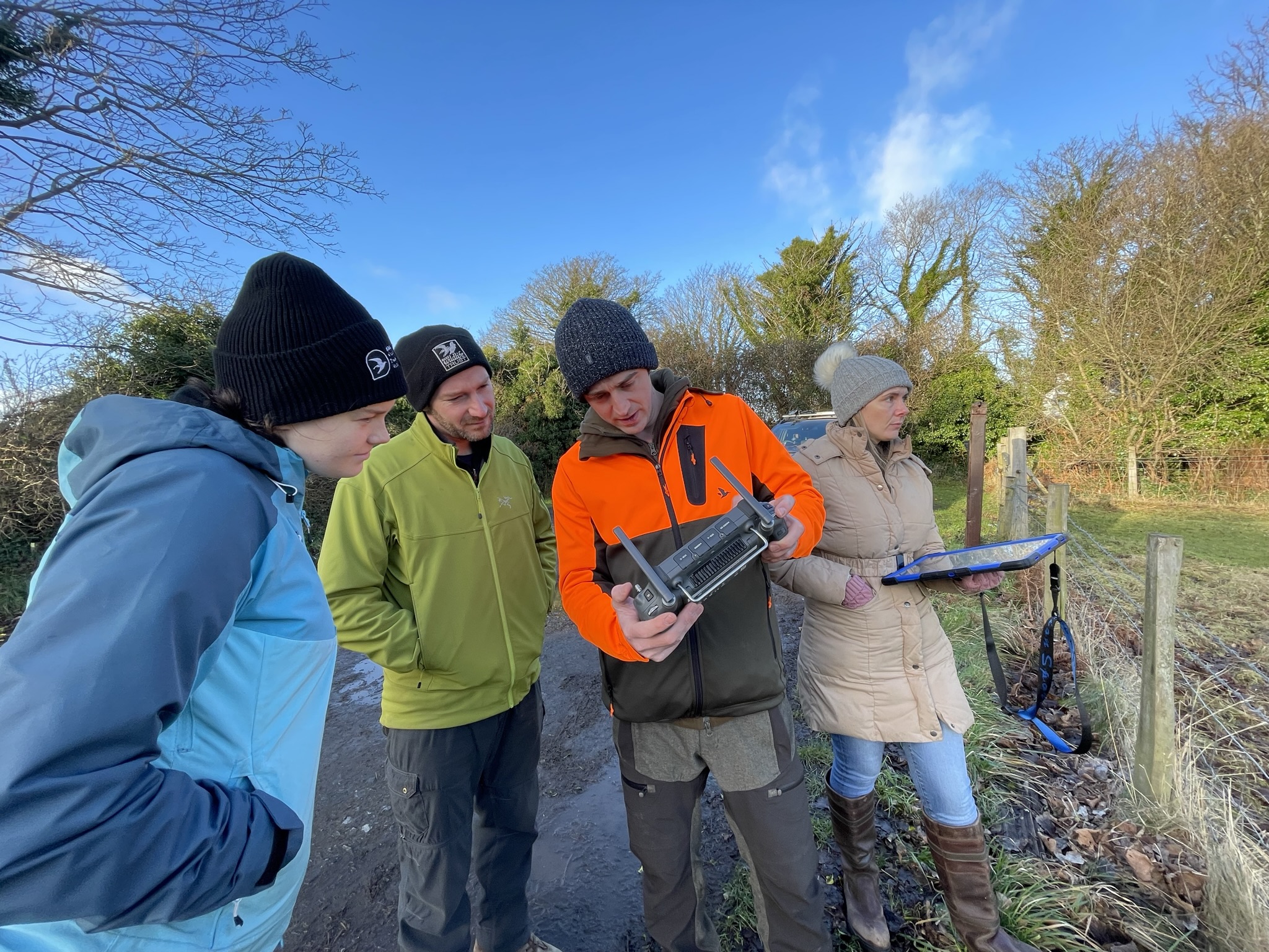 Ben Harrower and the Manx Wildlife Trust team fly a drone with thermal imaging technology attached into the Curraghs