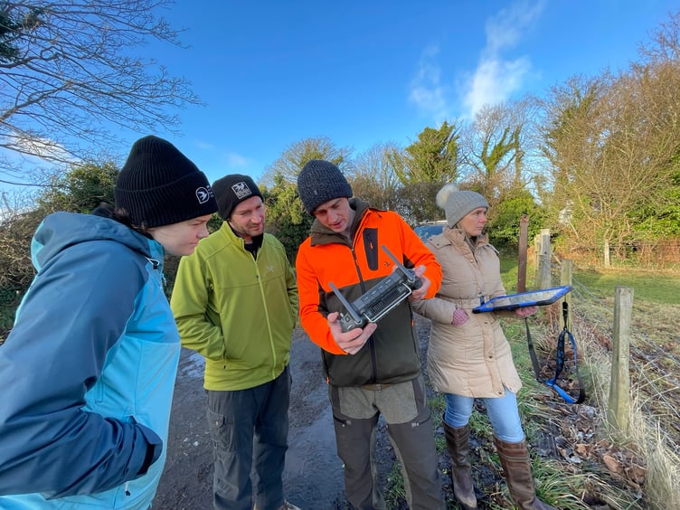 Ben Harrower and the Manx Wildlife Trust team fly a drone with thermal imaging technology attached into the Curraghs