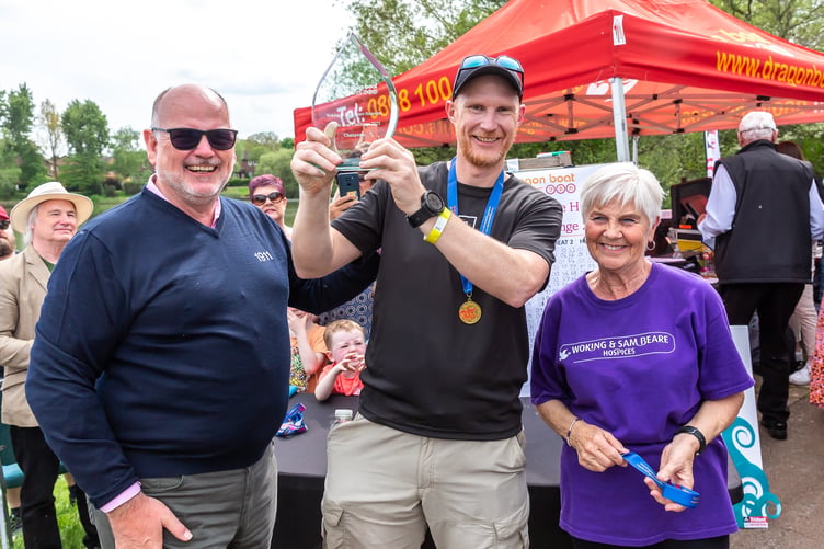 F3 UK receive their trophy from Richard of Trident Honda and Sue Cook for the hospice.