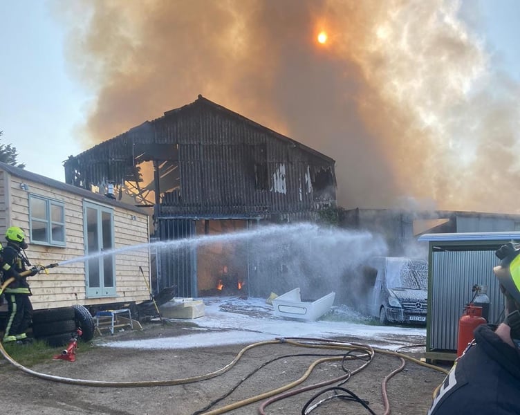Newton Abbot Firefighters have posted on Facebook these dramatic pictures of the blaze that destroyed a commercial unit at Barkingdon Business Park near Staverton. Pictures: Newton Abbot Fire Station (May 2023)