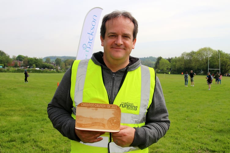 Dave Moulder of Ernest Jackson Ltd of Crediton, with one of the specially-made trophies. AQ 0854
