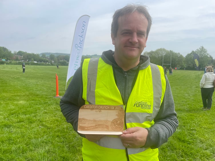 Dave Moulder of Ernest Jackson Ltd of Crediton, with one of the specially-made trophies. AQ 8759